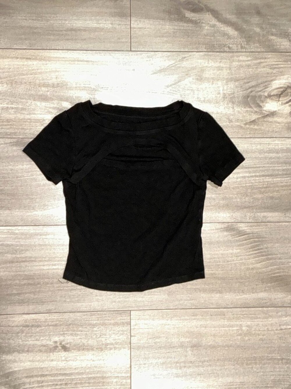 Black Crop Top Cutout Strap Detail Small